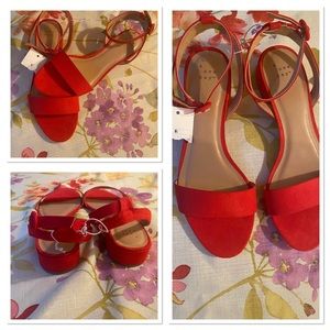 A new Day Red NWT Red sandals, size 8 1/2 .